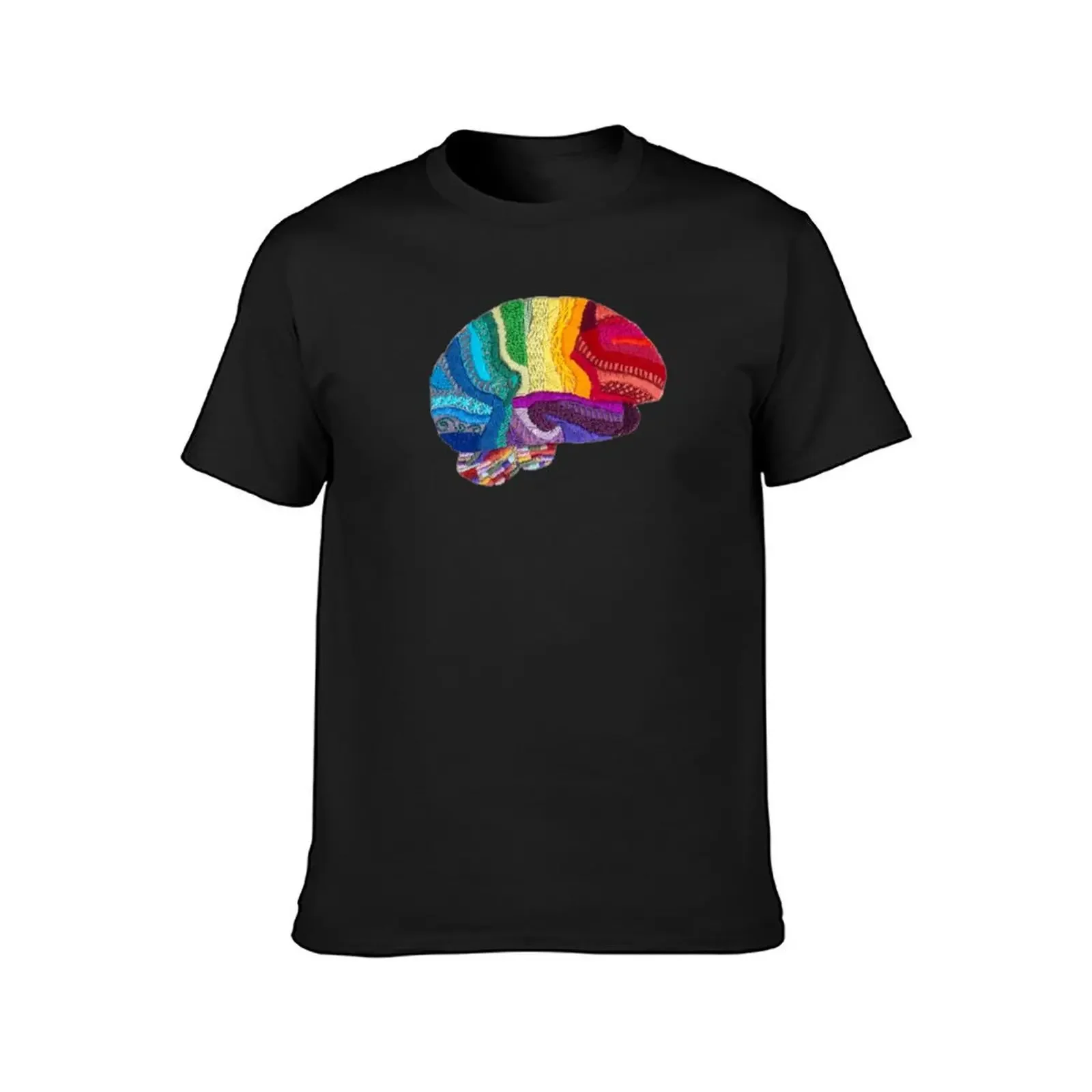 Sampler Brain - Embroidered Look - Rainbow Brain T-Shirt vintage anime shirt plain t shirts men