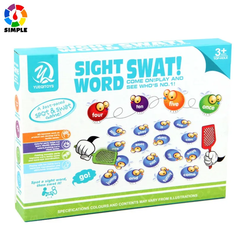 

Sight Word Swat a Sight Word Game, Home School, Visual, Tactile and Auditory Learning, Phonics Games, 114 Pieces, Ages 5+