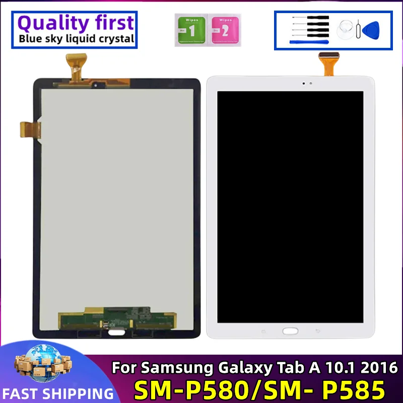 LCD Touch Screen Digitizer Assembly Replacement, Samsung Galaxy TAB A 10.1 2016 SM- P580 P585, Original Tablet Display