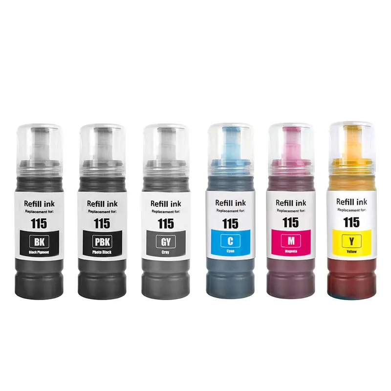 6*70ML 115 Premium Refill Ink for Epson 115 Ecotank Ecotank L8160 L8180 Printer