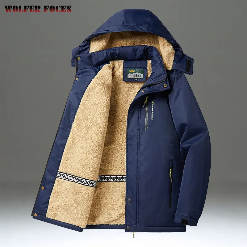 Hot Men's Winter Coat Parkas Sweatshirt With Zipper Hooded Jackets Coats Man Bomber Vintage Mens Windbreak Trekking Cold Knitted