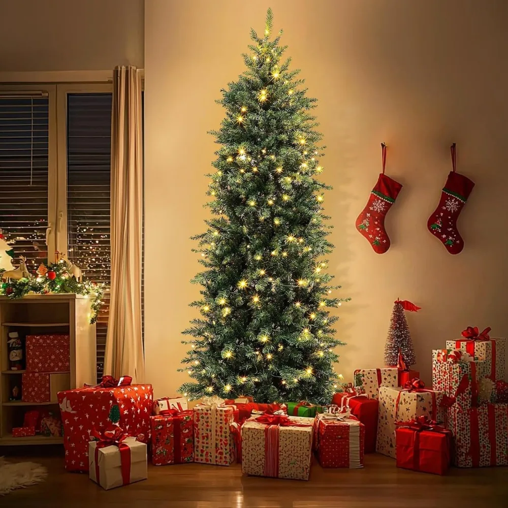 شجرة عيد الميلاد الاصطناعية مقاس 6.5 أقدام و38 بوصة مع 300 مصباح LED ثنائي اللون، 984 نصائح، ومؤقت لمدة 8 أشهر #2