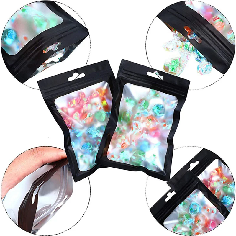 

ABUF-1000 Pieces Resealable Food Storage Bags With Clear Window Coffee Beans Packaging Pouch For Food (Black, 2.4 X 4 Inch)