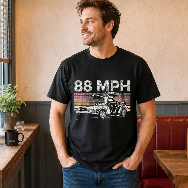 Back To The Future T‑Shirt Biff's Automotive Detailing Print Tees 0814 Hill Valley DeLorean 88MPH Time Machine Short Sleeve Tops