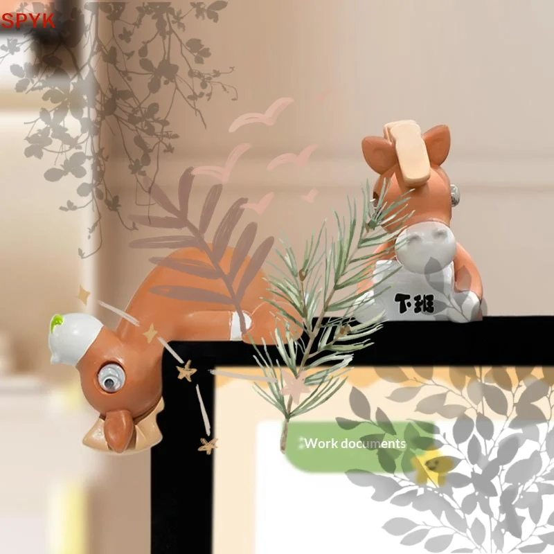 Cute Cartoon Horse Figurines Funny Animal Decor Ornament: For Desk Computer Monitor Edge Car Dashboard