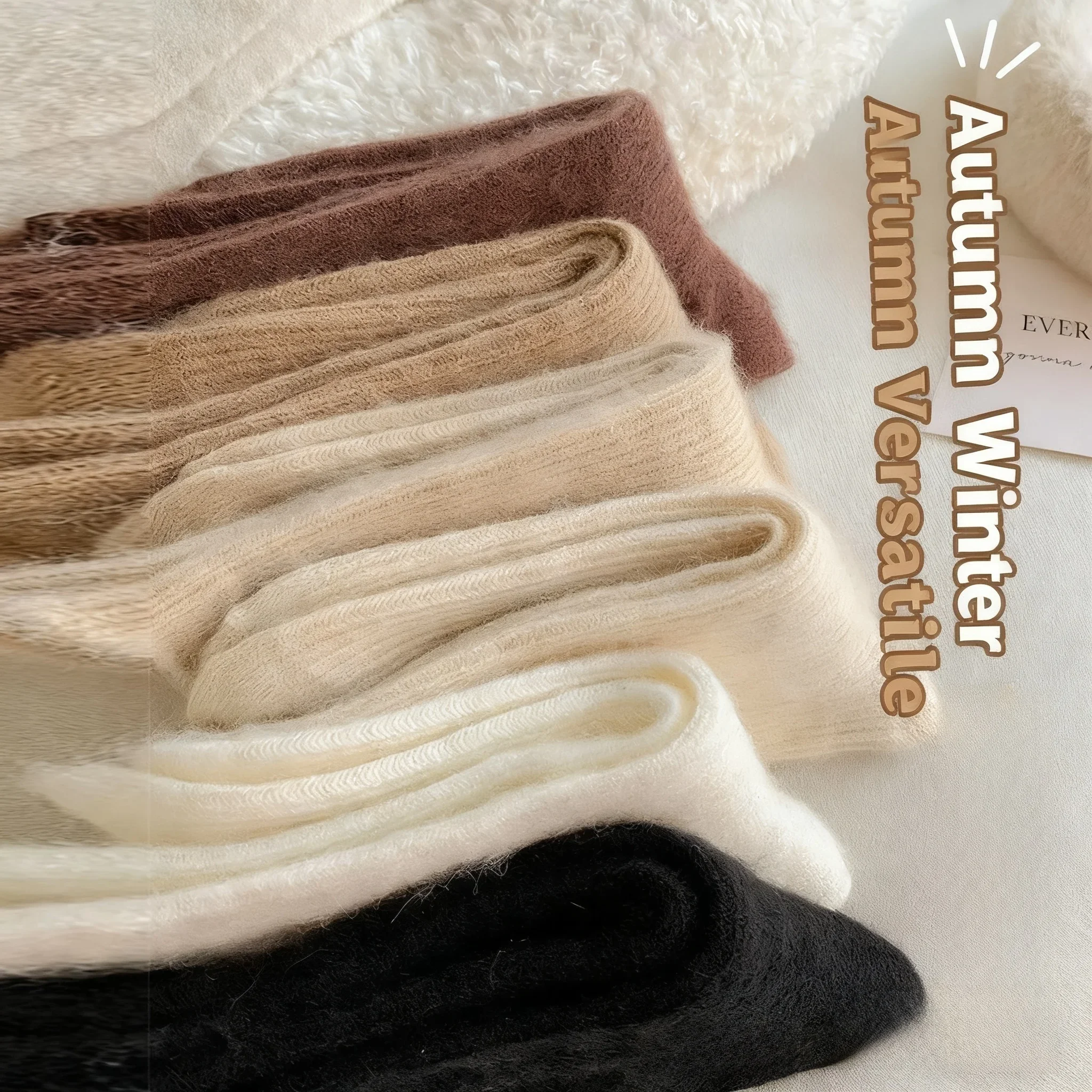 

Женские шерстяные носки, теплые зимние толстые кашемировые нечеткие повседневные однотонные удобные домашние носки, мягкие длинные термостойкие носки высокого качества