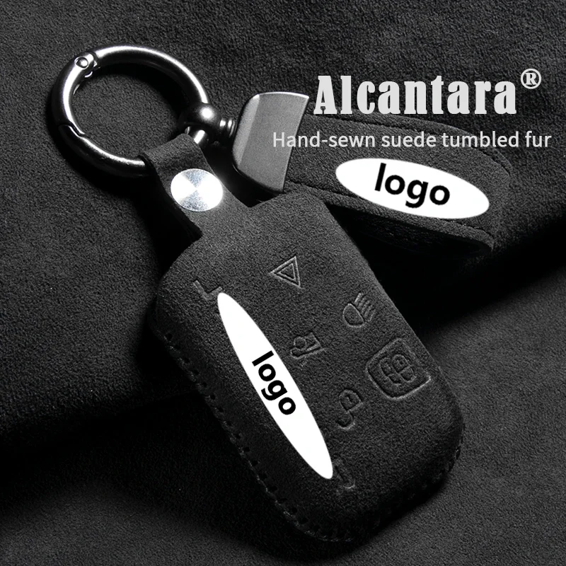 

Alcantara Suede Car Remote Key Case Cover Shell Fob For Jaguar XE XF E-Pace F-Pace X8 XJ XFL XJL A9 A8 Keychain Key Holder Bag