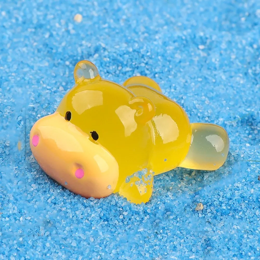 Mini hippopotame en résine pour bébé en colère, ornement Shoous, overrebondissant, beurre d'hippopotame, sac l'inventaire, lumière dans le noir, amusant