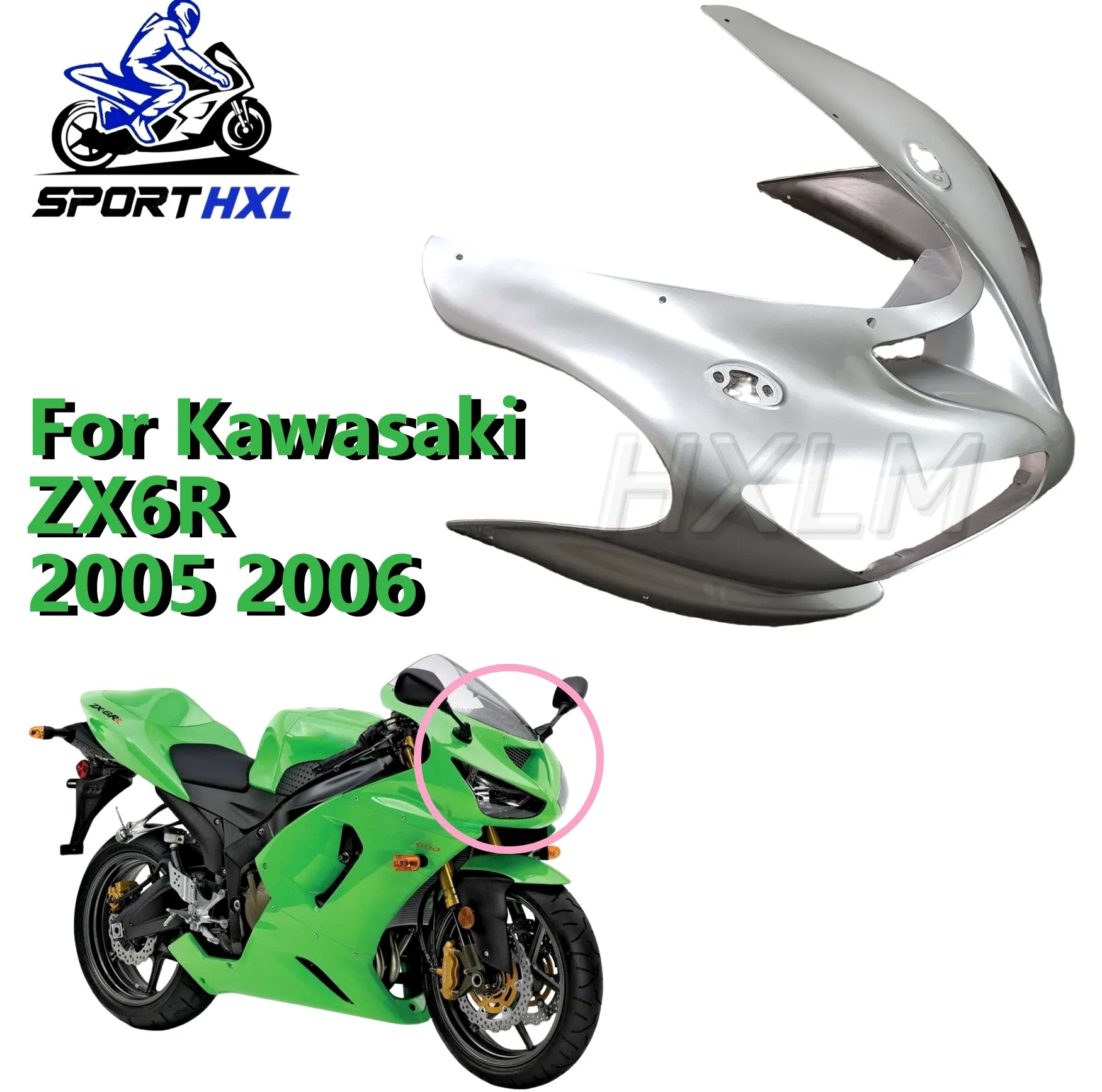 Racing Motor New For KAWASAKI Ninja ZX-6R zx6r zx 6r 636 600 2005 2006 05 06 Motorbike Head Front Upper Nose Injection Fairing A
