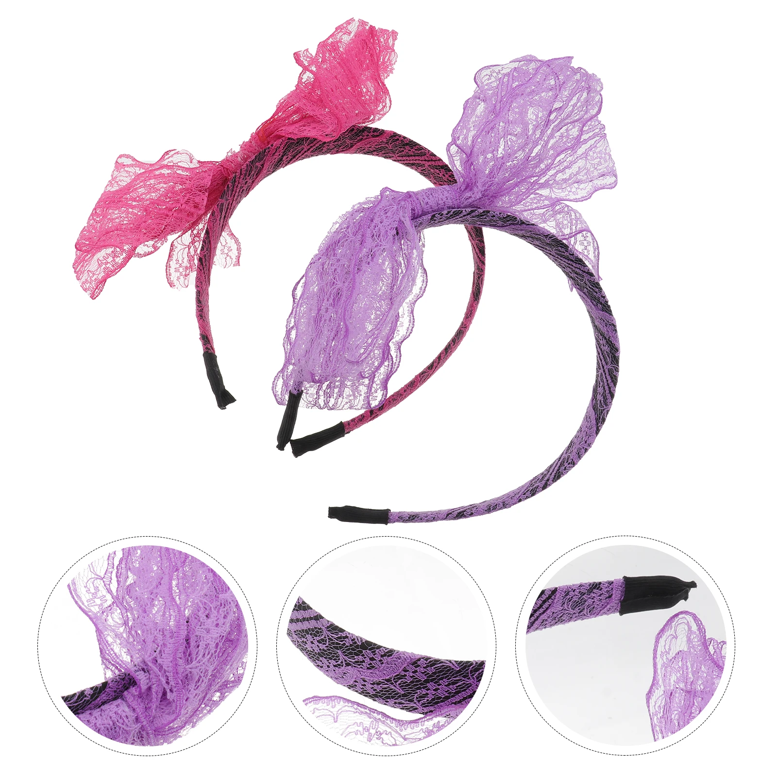 

2 pcs Lace Headband For Women Lace Design Party Wear Festival Christmas Halloween 70S 80S Retro Style Adult Party Favors