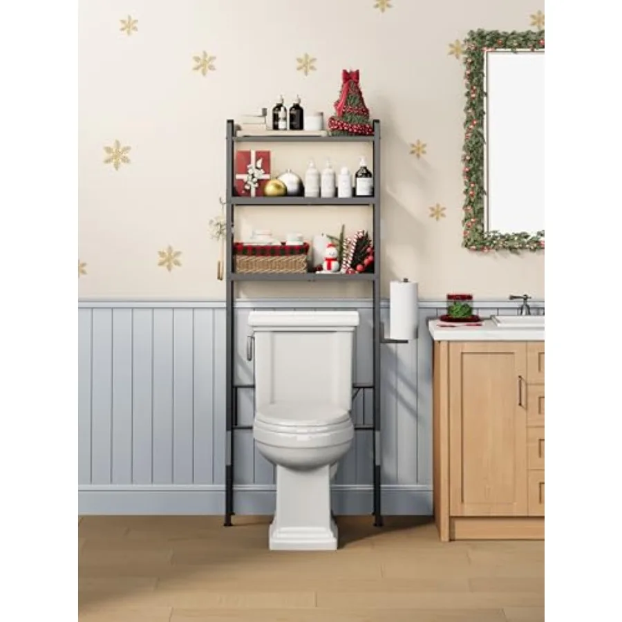 

Металлический 3-ярусный органайзер для ванной комнаты над унитазом с регулировкой, для хранения туалетной бумаги, экономит место