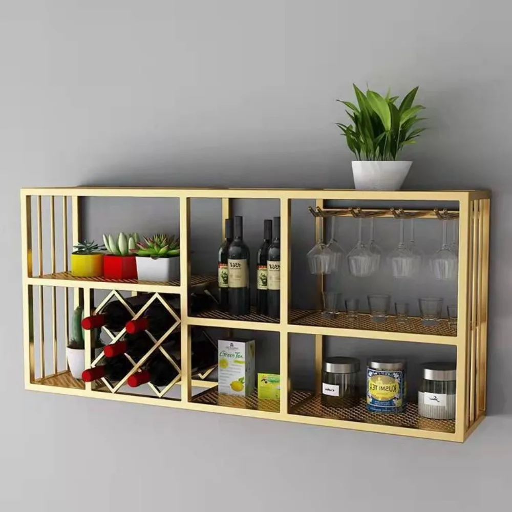 Beverage Cabinet Drink Showcase Wall Wine Shelf Bottle Storage Bar Mounted Shelves Mini Home Farmhouse Column Shop Furniture