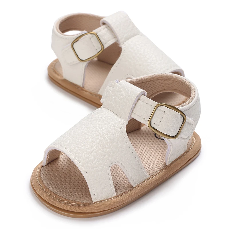 صنادل أطفال عصرية 0-18 متر مع جزء علوي من البولي يوريثان عالي الجودة ونعل ناعم مضاد للانزلاق وأصابع مكشوفة للصيف والمشي الأول