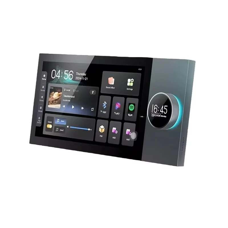 8-Channel 30W Ceiling/Wall Amplifier 7-inch Touch Screen Intelligent 2-Zone Home Audio Host Wireless Zigbee 3.0 Electric Power