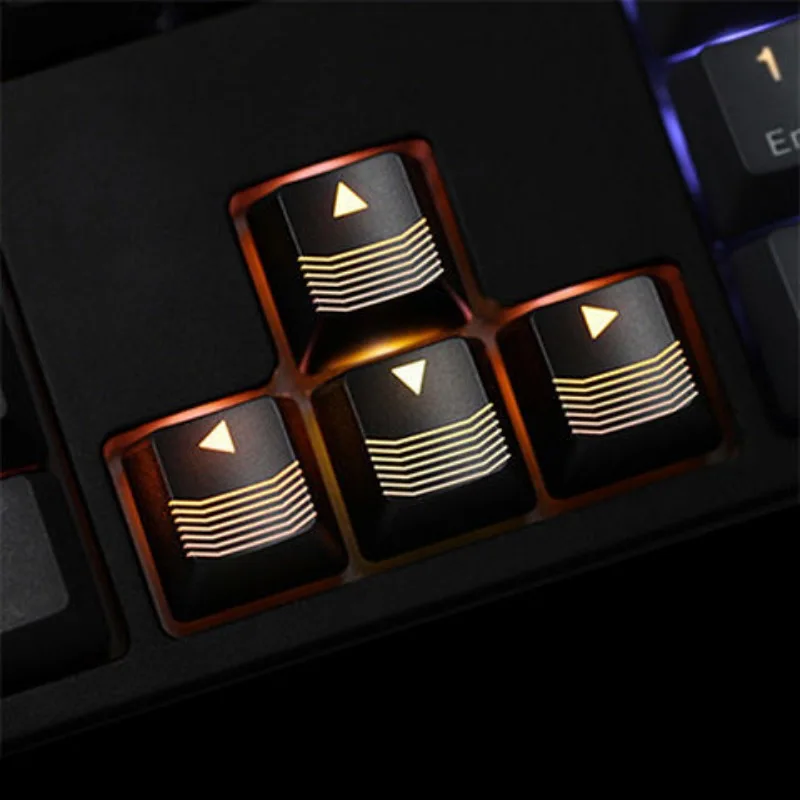 ABS Keycap WASD ทิศทางปุ่มลัดสีดําและสีแดง Keycap คีย์บอร์ดบุคลิกภาพโปร่งแสง Keycap