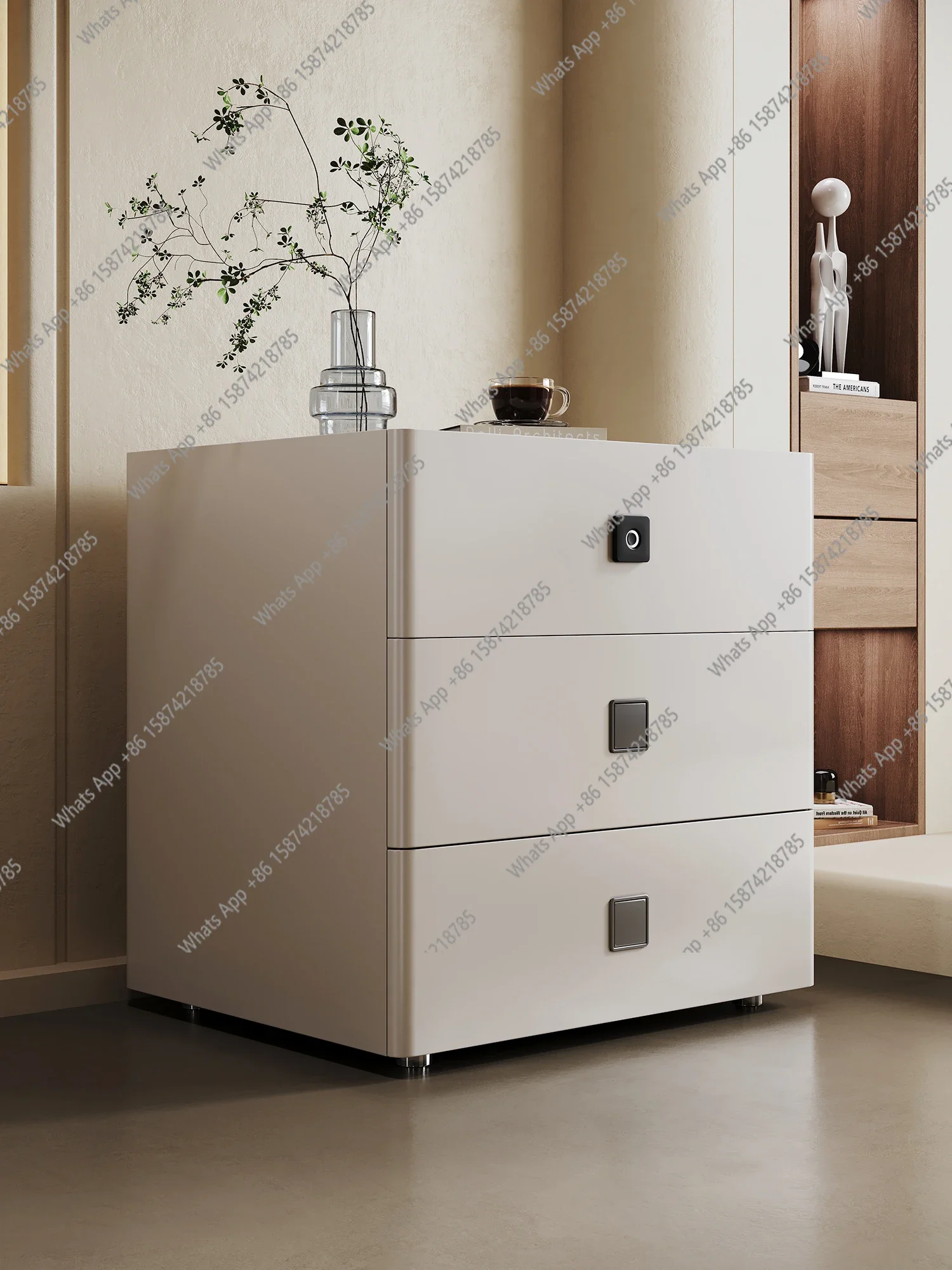 

MX Bedroom Bedside Table Solid Wood Cream Style Storage Chest Of Drawers Italian Minimalist Small New Fashion
