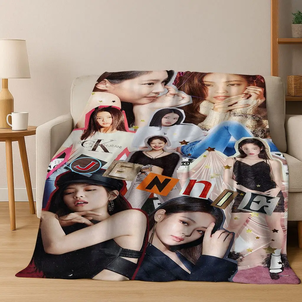 ثلاثية الأبعاد جيني كيم Kpop B-أسود الوردي المغني ستار الفانيلا بطانية لينة رمي بطانية للسرير غرفة نوم غرفة المعيشة السفر نزهة هدية #3