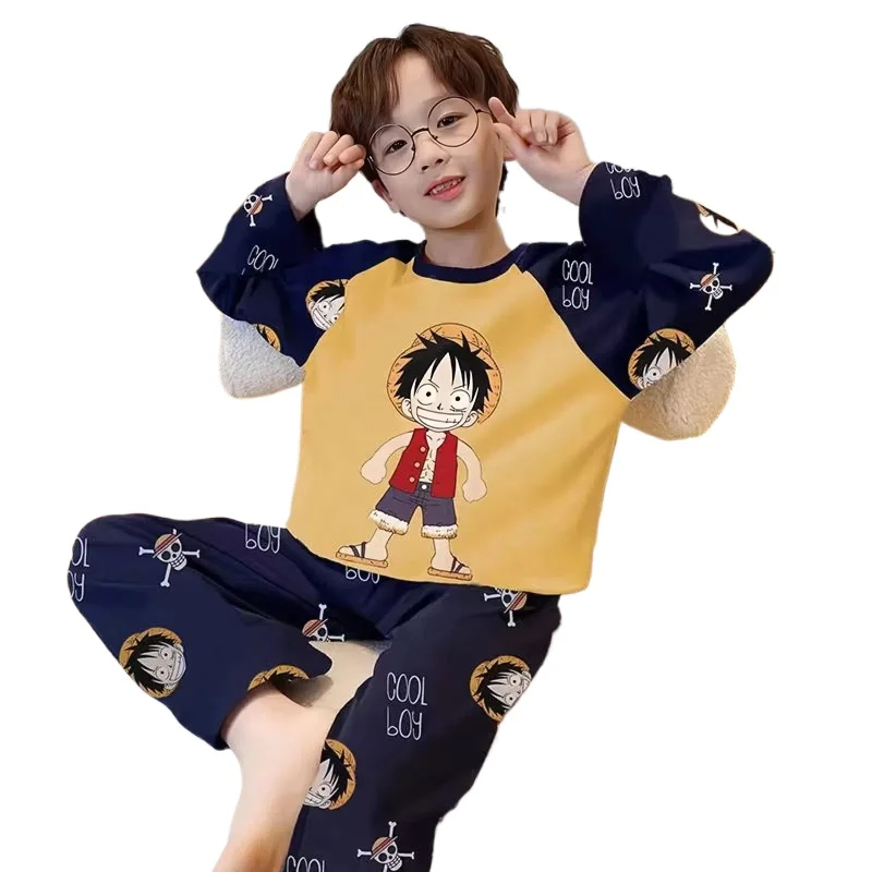 Pijama Luffy para meninos, pijama casual e confortável infantil, ultraman de manga comprida, novo, primavera e outono, 1 pc