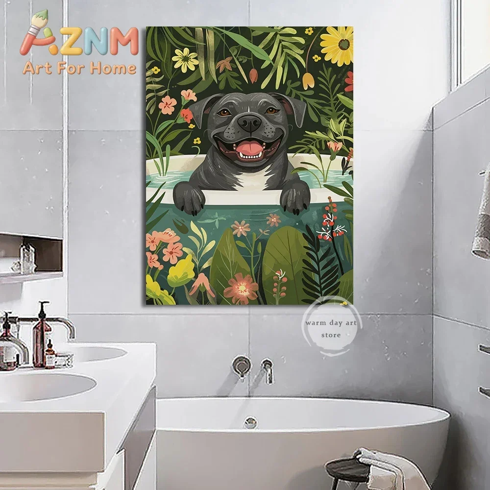 Cavoodle French Bulldog Dachshund Shiba Inu Corgi Greyhound Canvas Painting Wall  Jungle Tropical Poster Print Bathroom Decor