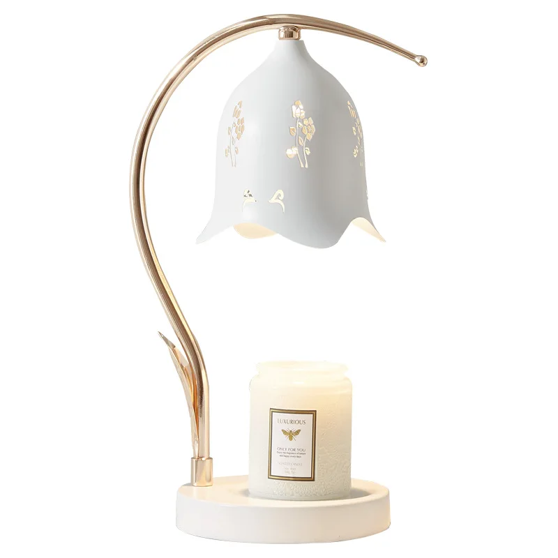 Elegant Home New Rose Glass Scented Electric Candle Heater Melt Wax Lamp Bedroom Atmosphere Table Lamp Essential Oil