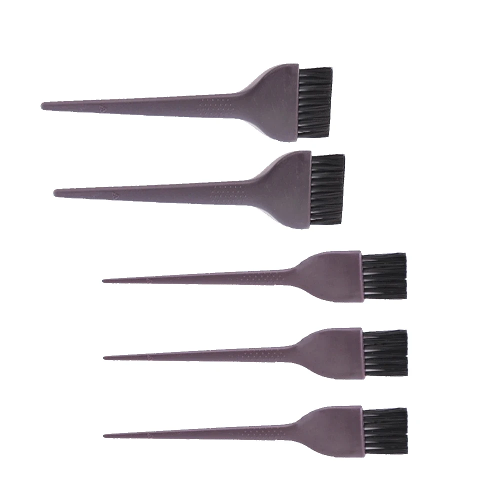 

5pcs Hair Dyeing Brush Set 3 Small 2 Large Flexible Bristles Hair Coloring Tool Comfort Handle Salon Diy Home Use Durable