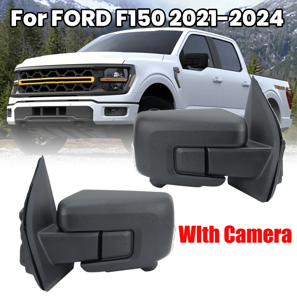 

13+1 Pins Rearview Mirror Assembly For Ford F150 2021-2024 Textured Black Manual Folding Camera Wing Side Mirror Car Accessories
