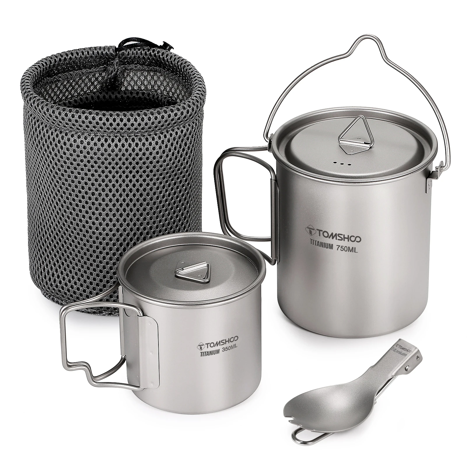 TOMSHOO Ultralight 750ml Titanium Pot Portable Titanium Water Mug Cup with Lid and Foldable Handle Outdoor Camping Cooking view 6