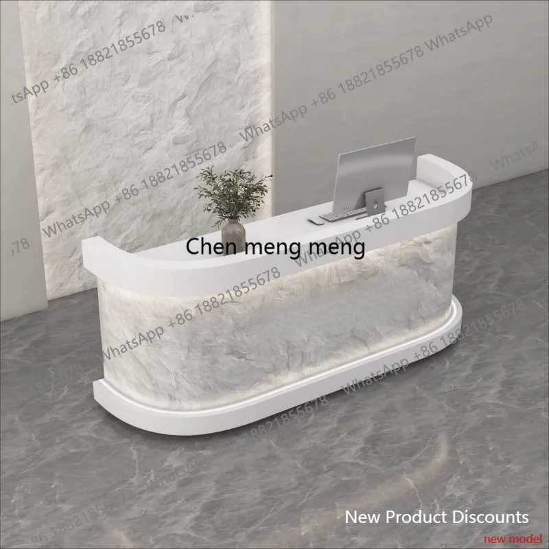 

C6601 Новая стойка ресепшн для барбершопа, светлая, в стиле люкс