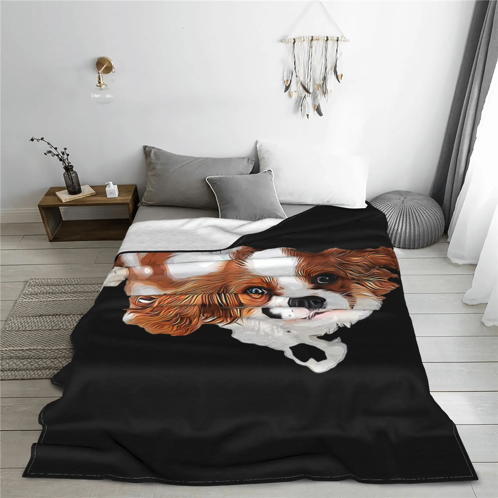 Cavalier King Charles Spaniel - Blenheim Blankets Warm Flannel Sofa Throw Blanket for Home Bedroom Outdoor Throws Bedspread