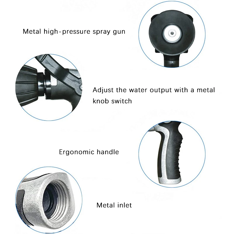 Adjustable Heavy-Duty Metal High-Pressure Rotating Spray Gun Flow Control Spray Nozzle Car Wash High-Pressure Spray Nozzle