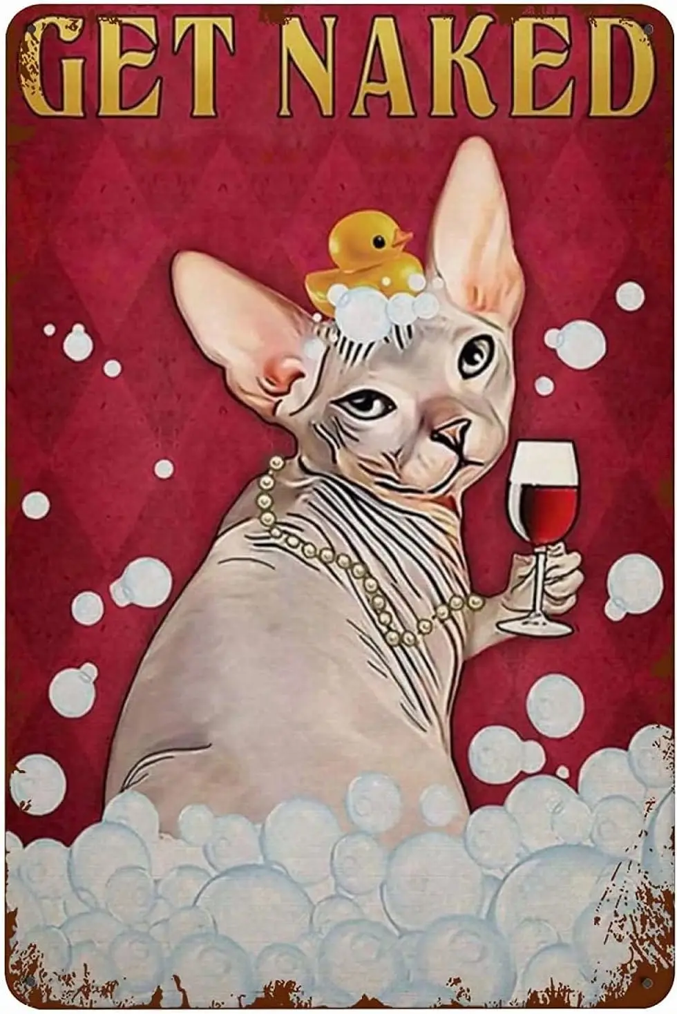 Funny Bathroom Quote Metal Tin Sign Wall Decor Vintage get Hairless Cat Tin Sign for Office/Home/Classroom Bathroom Decor Gifts
