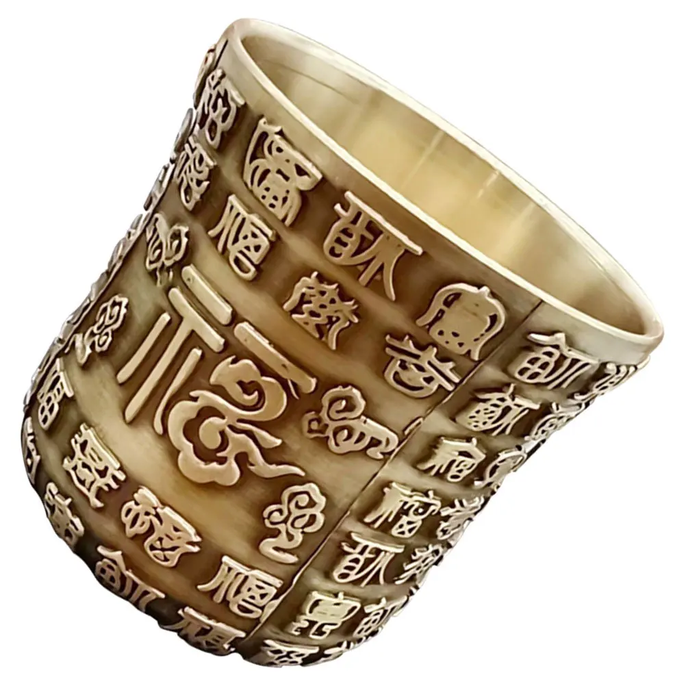 

Copper Craft Fortunate Cup Decor Temple Offerings Desktop Decoration Unique Scene Adornment Buddhist Home Office