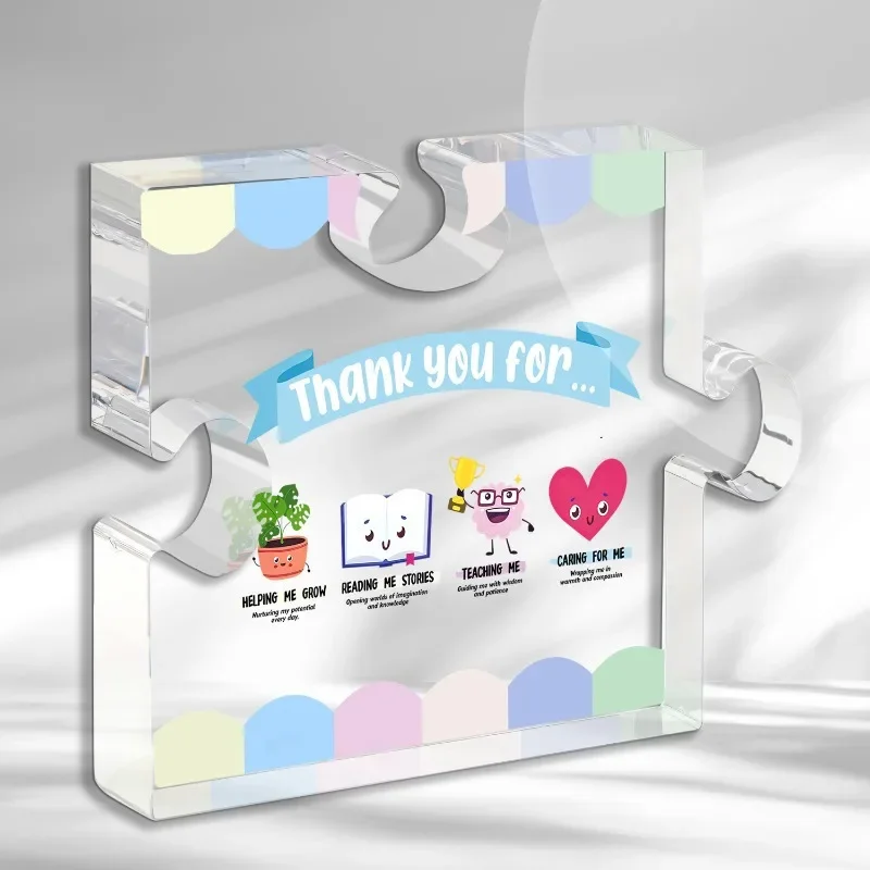 Teacher Appreciation Gifts Puzzle Acrylic Plaque, Inspirational Teacher Table Decor for Graduation Birthday Retirement, Women Me