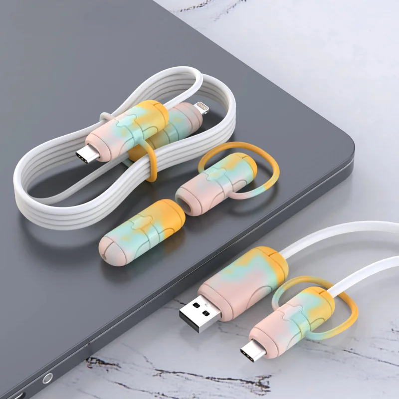 Silicone Cartoon Cable Winder Anti-Break Phone Charging Cable Special Storage Cable Strap Carabiner Data Cable Protection Cover