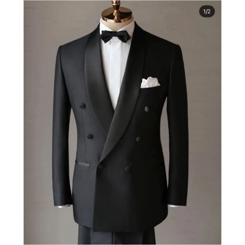 Men Black Formal Suit Jackets Business Uniform Work Blazer Shawl Lapel Tops Regular Slim Fit Wedding Suit For Men Only Jacket