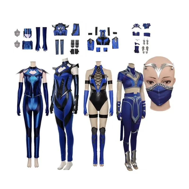 Kitana Cosplay Costume Mortal Cos Kombat 11 Women Jumpsuit Outfits Halloween Carnival Party Suit JS2310