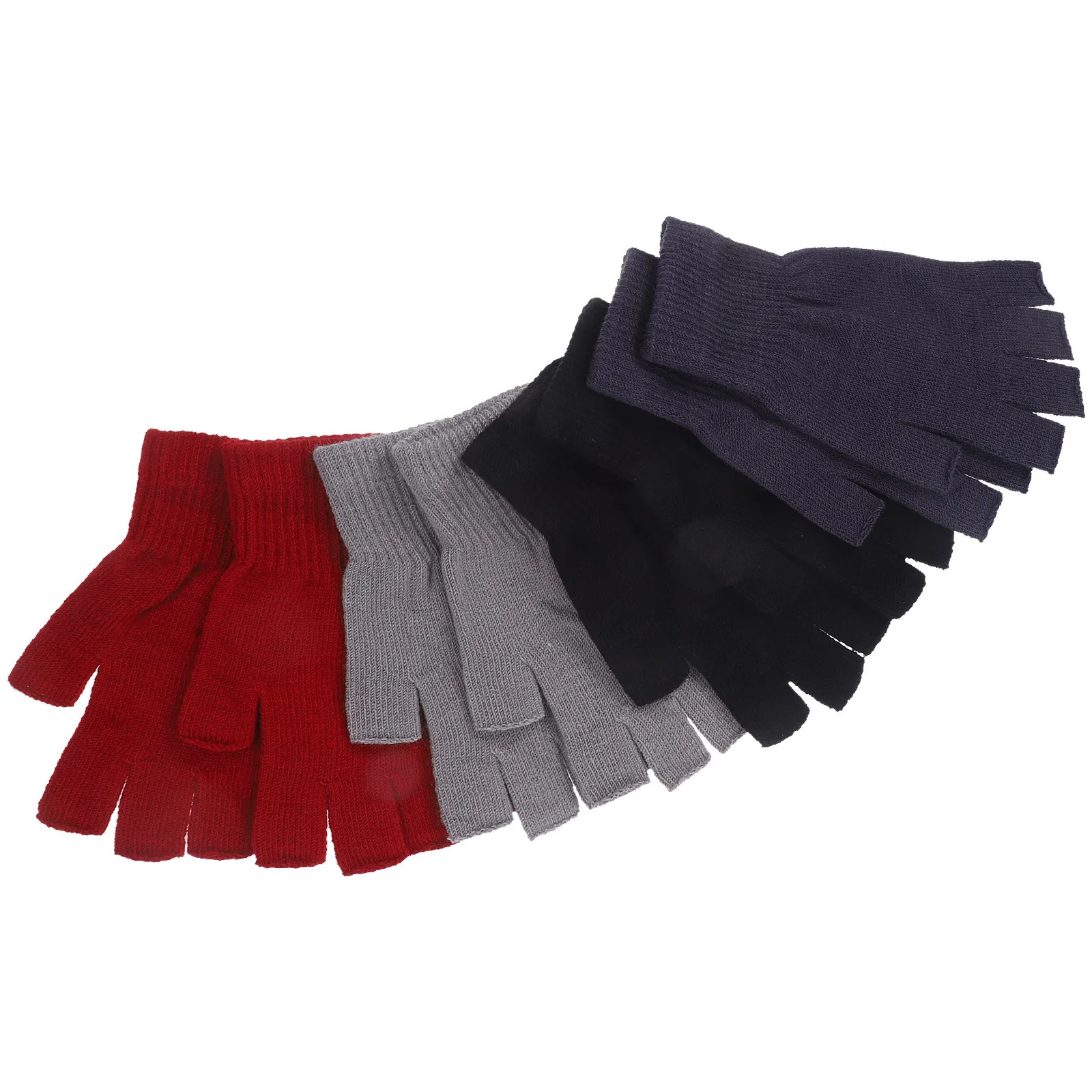 4 أزواج من القفازات النسائية الدافئة المحبوكة بدون أصابع، قفازات مريحة للشتاء والأنشطة الخارجية، قفازات دافئة للنساء