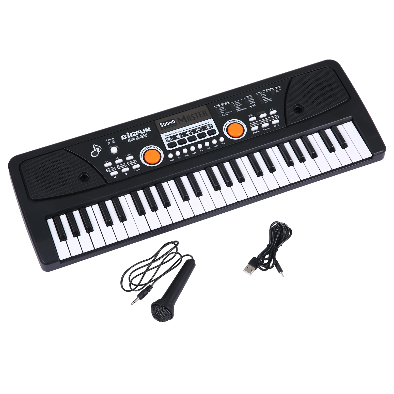 BIGFUN 37 Keys/49 Keys USB Electronic Organ Keyboard Piano Digital Music Electronic Keyboard with Microphone Black