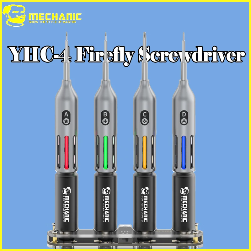 

MECHANIC Firefly YHC-4 Electric Screwdriver Kit with Charging Dock Magnetic S2 Steel Bits for Mobile Phone Repair Disassembly