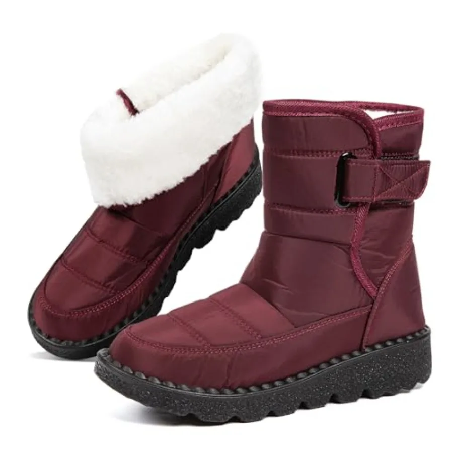 

Snow Boots, Waterproof, Warm Plush Lined Mid-Calf Winter Boots with Non-Slip Outsole for Cold Weather
