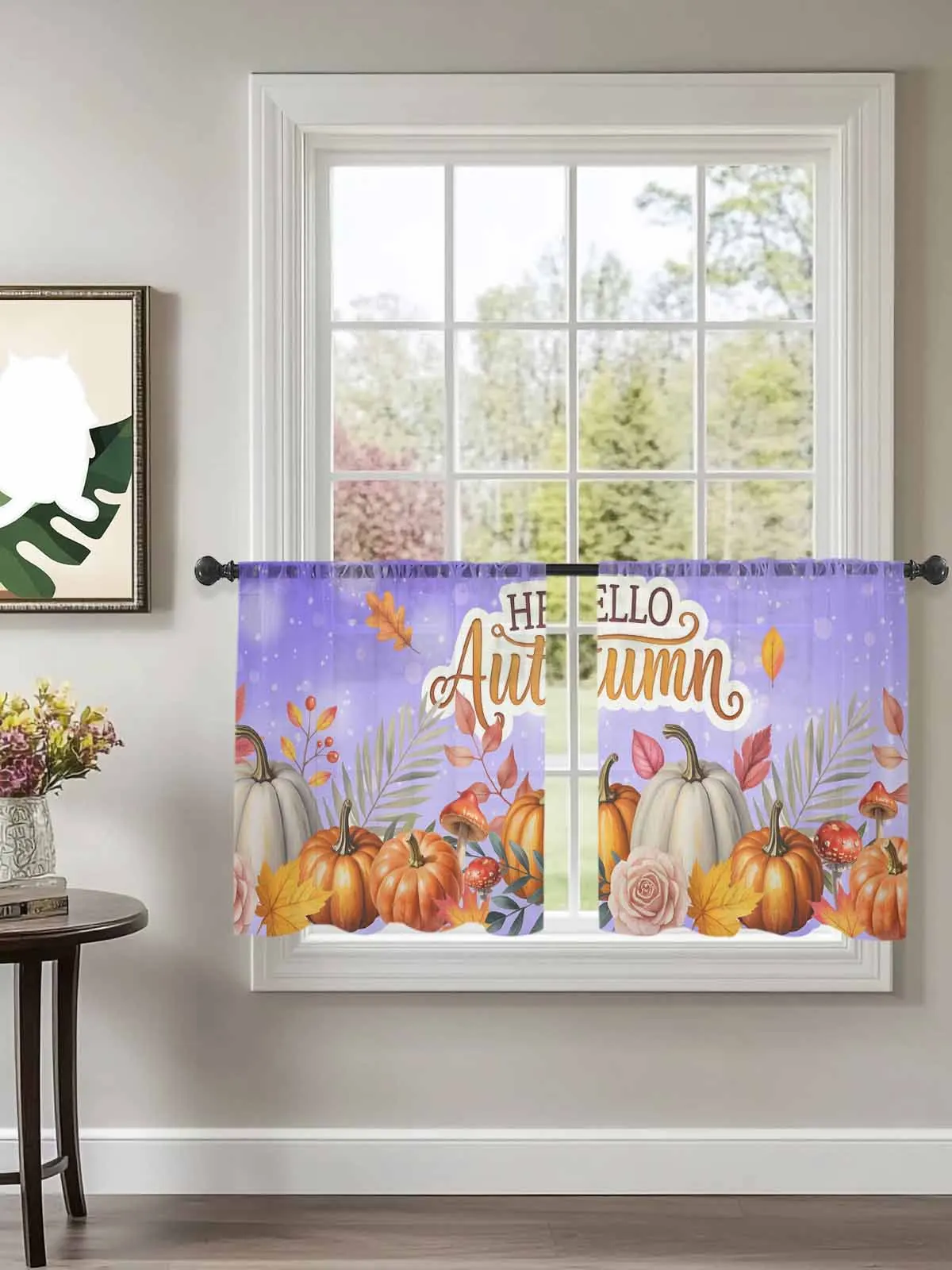 

Pumpkin Hello Autumn Tulle Curtains For Bedroom Children Living Room Decor Sheer Curtains