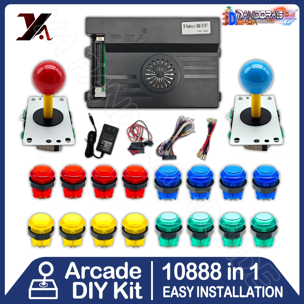 

Pandora Saga EX Box 10888 WiFi Download Game Arcade DIY Kit Led Light Switch Push 8 Way Joystick Button Cabinet Bartop 2 Playes