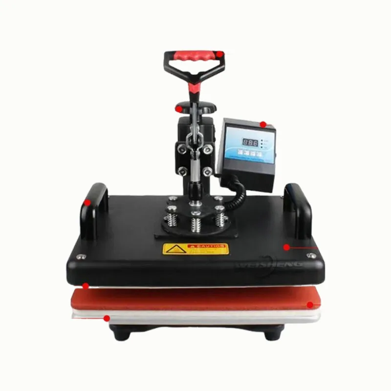 KOTUMY 2938 Heat Press Machine, 110V/220V Multifunctional Flat Heat Transfer Printer, High Pressure Small T-Shirt Ironing Machin