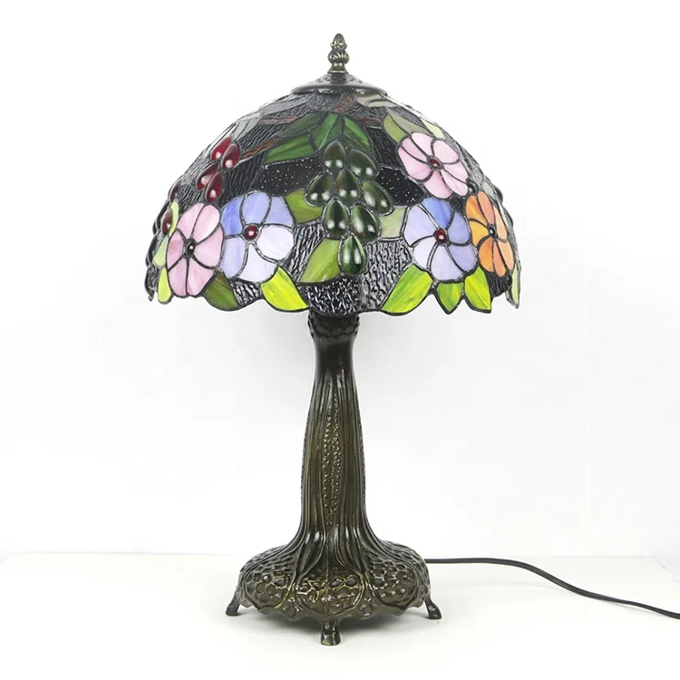 12 Inch Handcrafted Grape Pattern Lampshade Desk Light Tiffany Stained Glass lamp  home Table Lamps