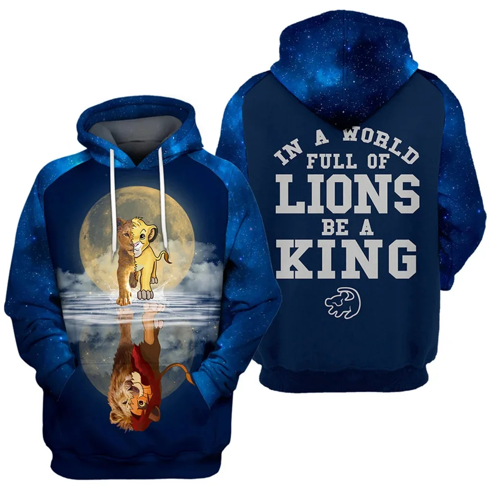 

Disney Stitch Children's Cartoon Pattern Hoodies for Men and Women 3D Printed Simba Pullover Outdoor Sports Tops Street Fashion