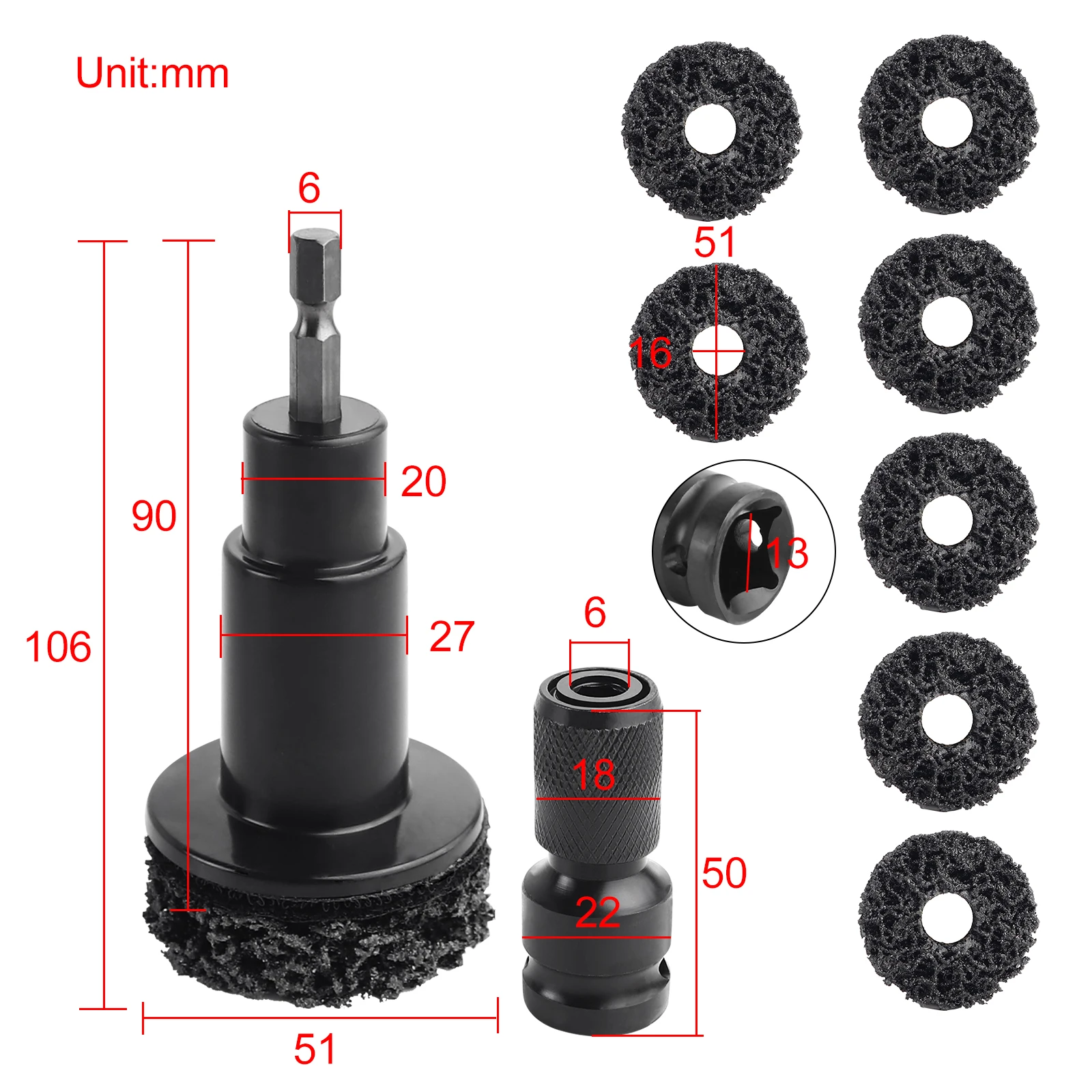 Wheel Hub Rust Removal Tool Polishing Grinder Brush for Brake Dust Cleaning Drill Attachment for Restoration & Maintenance