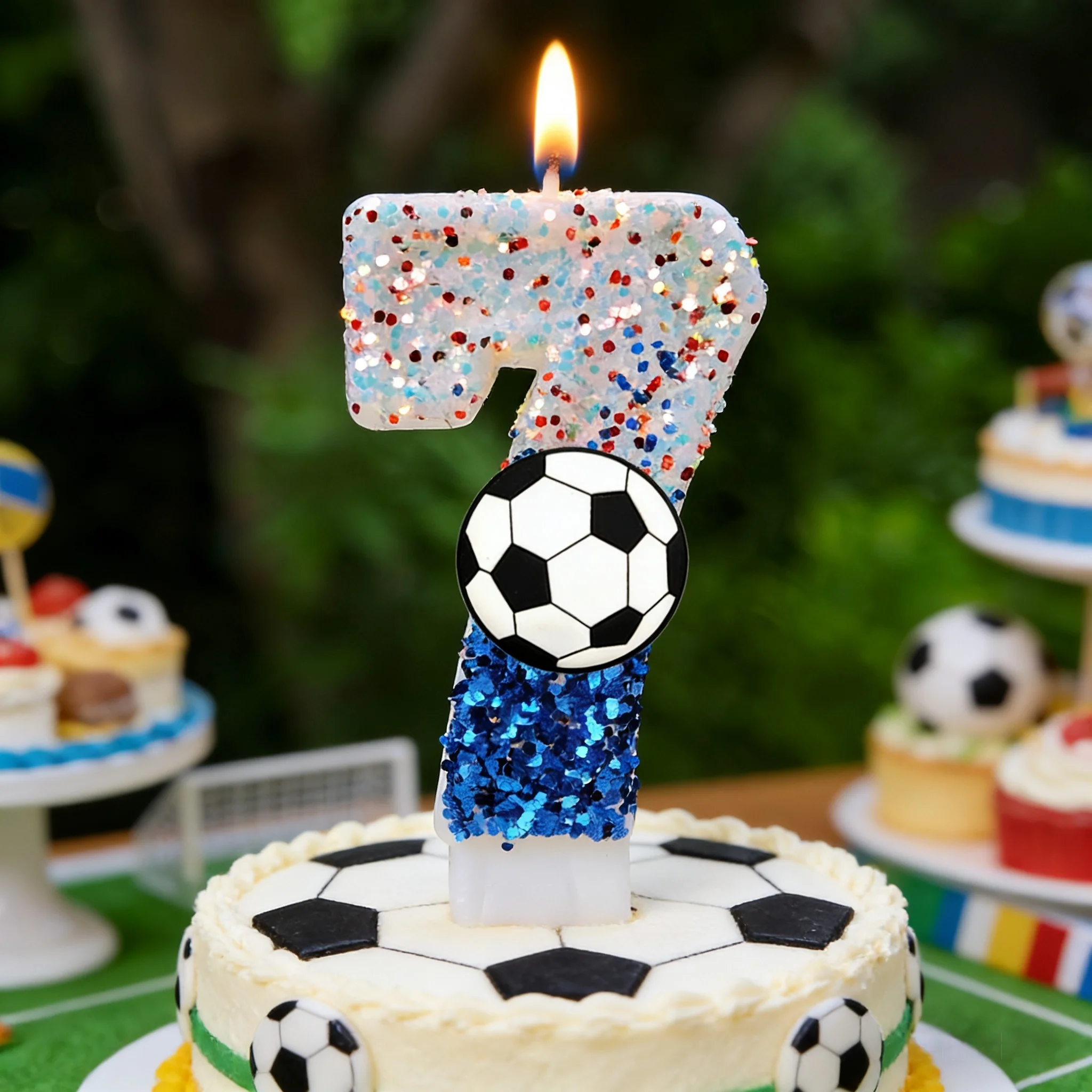 Sport-Themen Fußball Geburtstagskerzen-Set Kuchendekoration für Geburtstagsfeiern