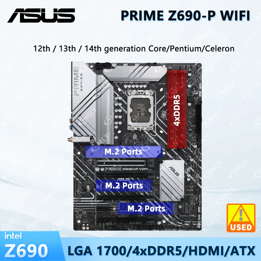 ASUS PRIME Z690-P WIFI Intel Z690 Motherboard M.2 CPU 12th Core I9 14900KS I7 14700T I5 14600 Memory DDR5 LGA 1700 ATX NO Kit