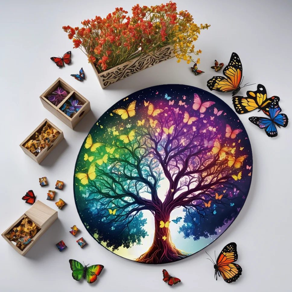 Puzzle circulaire arbre de vie 1000 pièces, puzzle de jeu difficile pour adultes, cadeaux de fête de meubles créatifs, cadeaux de vacances d'anniversaire
