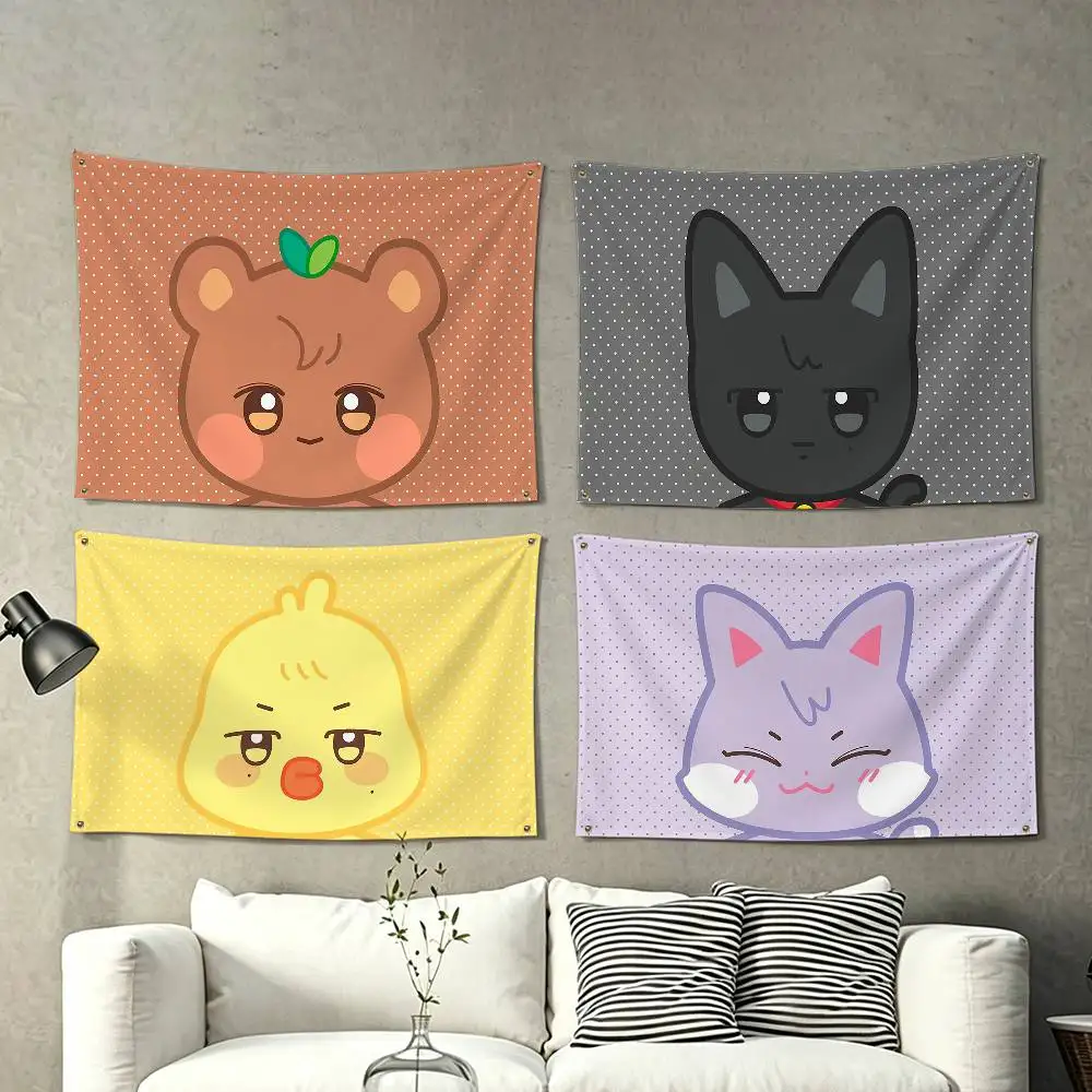 Cute cartoon Hot J-ATEEZ Kpop  Flag Suitable For Party Club Outdoor Interior Wall Decoration Banner Fans Gift